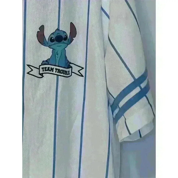 Disney Lilo & Stitch Unisex Blue Striped Baseball Jersey Size L - Picture 2 of 15